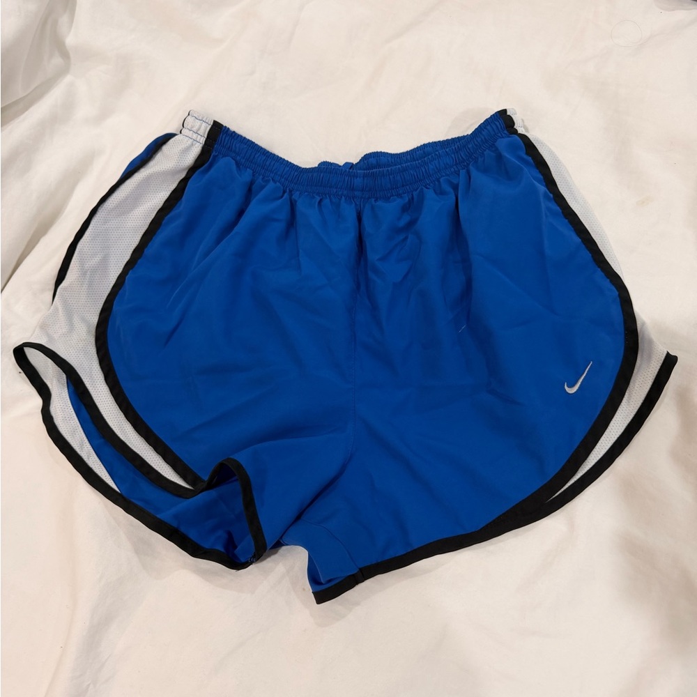Nike Women's Royal Blue and White Athletic Shorts